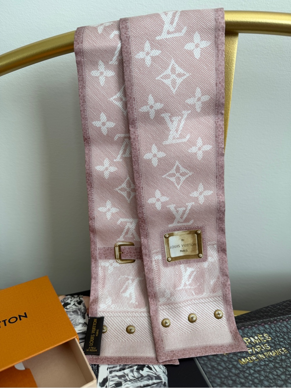 Louis Vuitton Blush Pink Monogram Denim Silk Bandeau